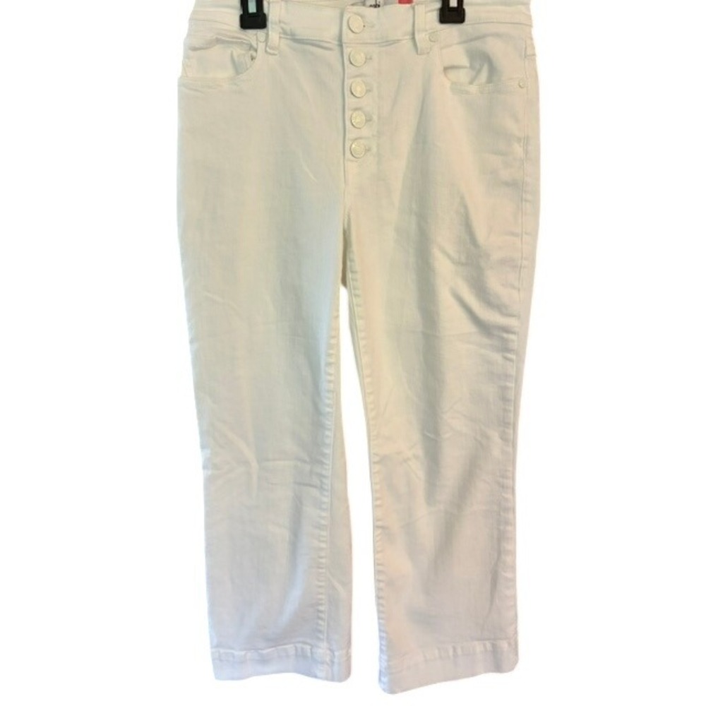 Cabi Palm Beach Crop Jeans Women 6 White Excellent High Rise Button Fly 6494 - Picture 3 of 8